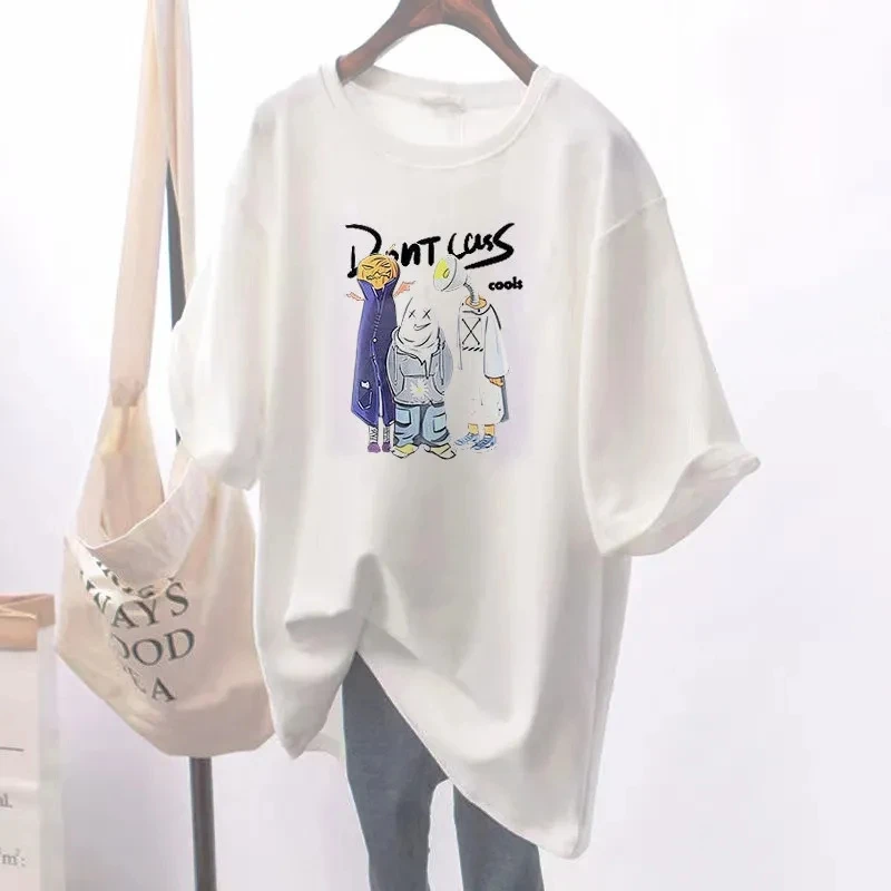Large Size 6XL 150kg Women Summer T shirt Cartoon Tees Ladies Casual White t shirt street wear Oversized top
Large Size 6XL 150kg Women Summer T shirt Cartoon Tees Ladies Casual White t shirt street wear Oversized top
