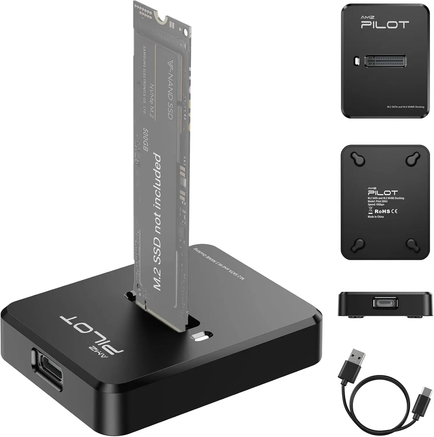 M.2 NVMe & SATA to USB C Docking Station, 10Gbps SSD Reader for Data Rescue & External Storage
M.2 NVMe & SATA to USB C Docking Station, 10Gbps SSD Reader for Data Rescue & External Storage