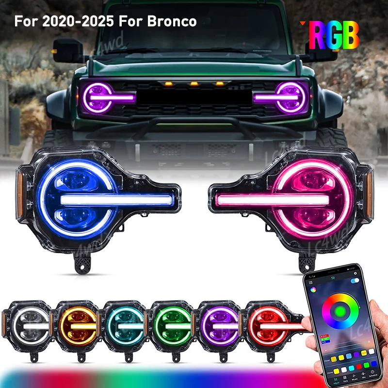 LC4WD 4x4 Exterior Accessories RGB DRL LED Projector Headlights Car Lights For 2021-2025 Ford Bronco Front Lamps Set
LC4WD 4x4 Exterior Accessories RGB DRL LED Projector Headlights Car Lights For 2021-2025 Ford Bronco Front Lamps Set