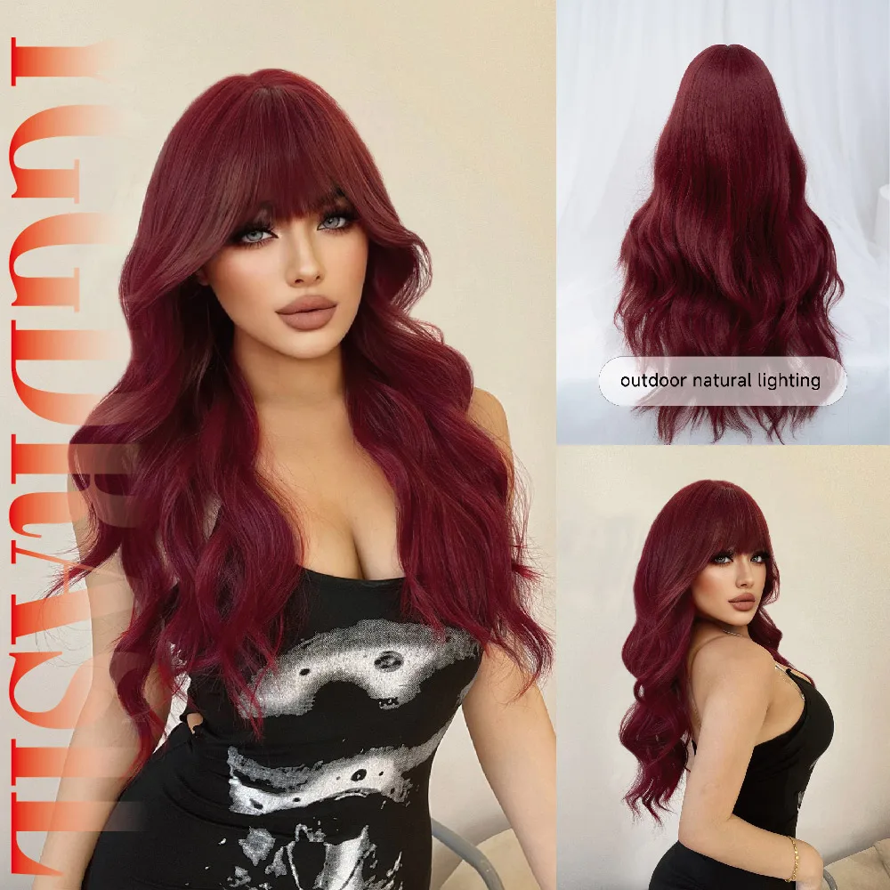 28Inch Gothic Style Wine Red Synthetic Wigs With Bang Long Natural Wavy Hair Wig For Women Cosplay Daily Use Heat Resistant
28Inch Gothic Style Wine Red Synthetic Wigs With Bang Long Natural Wavy Hair Wig For Women Cosplay Daily Use Heat Resistant