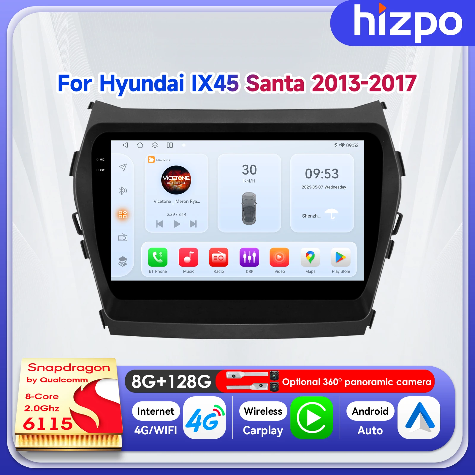 9-дюймовая беспроводная смарт-система Hizpo для Hyundai Santa Fe 3 IX45 2013-2017 с видеоэкраном на базе Snapdragon
9-дюймовая беспроводная смарт-система Hizpo для Hyundai Santa Fe 3 IX45 2013-2017 с видеоэкраном на базе Snapdragon