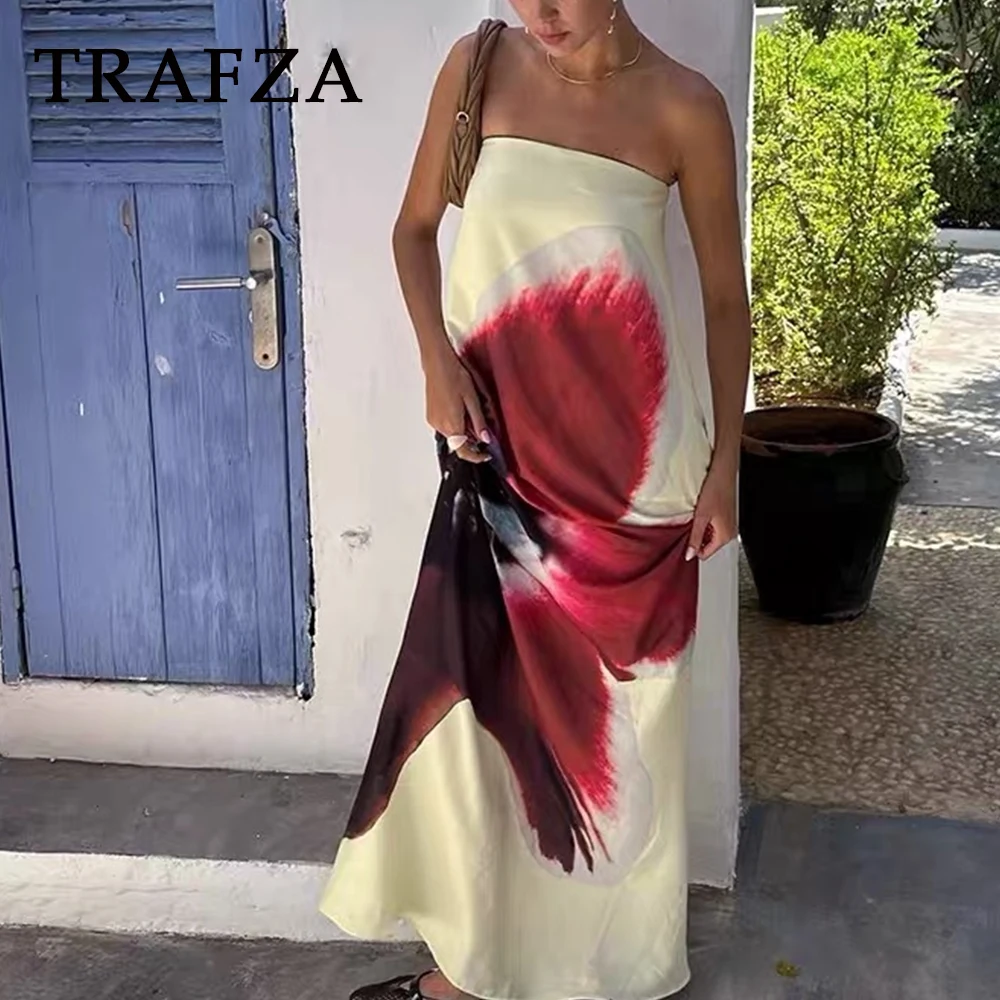 TRAFZA Chic Strapless Spring 2025 Dress Print Sexy Women's Dress Long Backless Lace-up Straight Fashion Female Holiday Vestido
TRAFZA Chic Strapless Spring 2025 Dress Print Sexy Women's Dress Long Backless Lace-up Straight Fashion Female Holiday Vestido