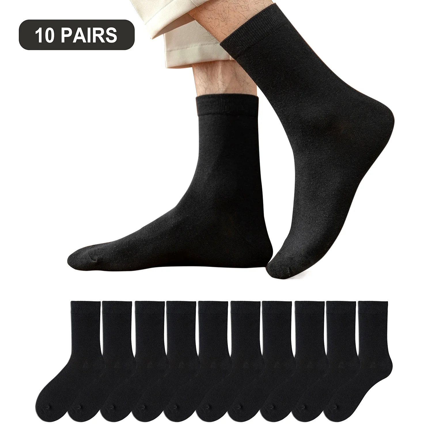 10 Pairs New Men's Cotton Socks Black Business Men Socks Soft Breathable Autumn Spring for Male White US6-10
10 Pairs New Men's Cotton Socks Black Business Men Socks Soft Breathable Autumn Spring for Male White US6-10