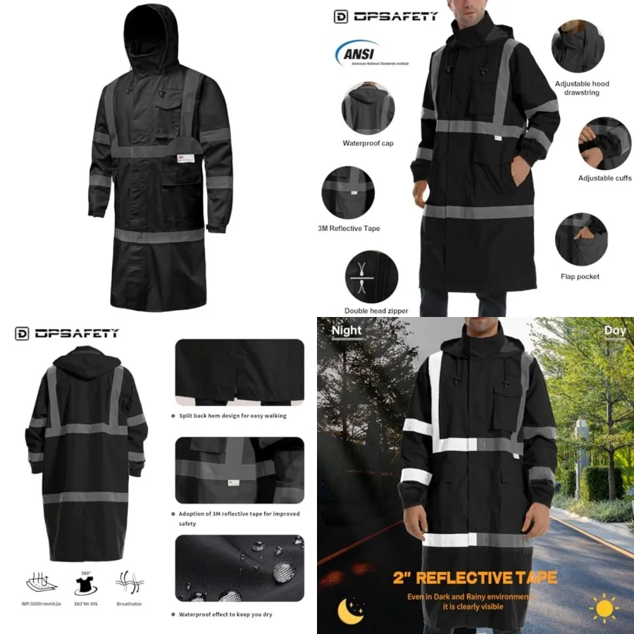 Hi Vis Rain Jacket with 3M Reflective Stripe, High Visibility Class 3 Rain coats, Safety Waterproof Rain Suits for Men with Hoo
Hi Vis Rain Jacket with 3M Reflective Stripe, High Visibility Class 3 Rain coats, Safety Waterproof Rain Suits for Men with Hoo