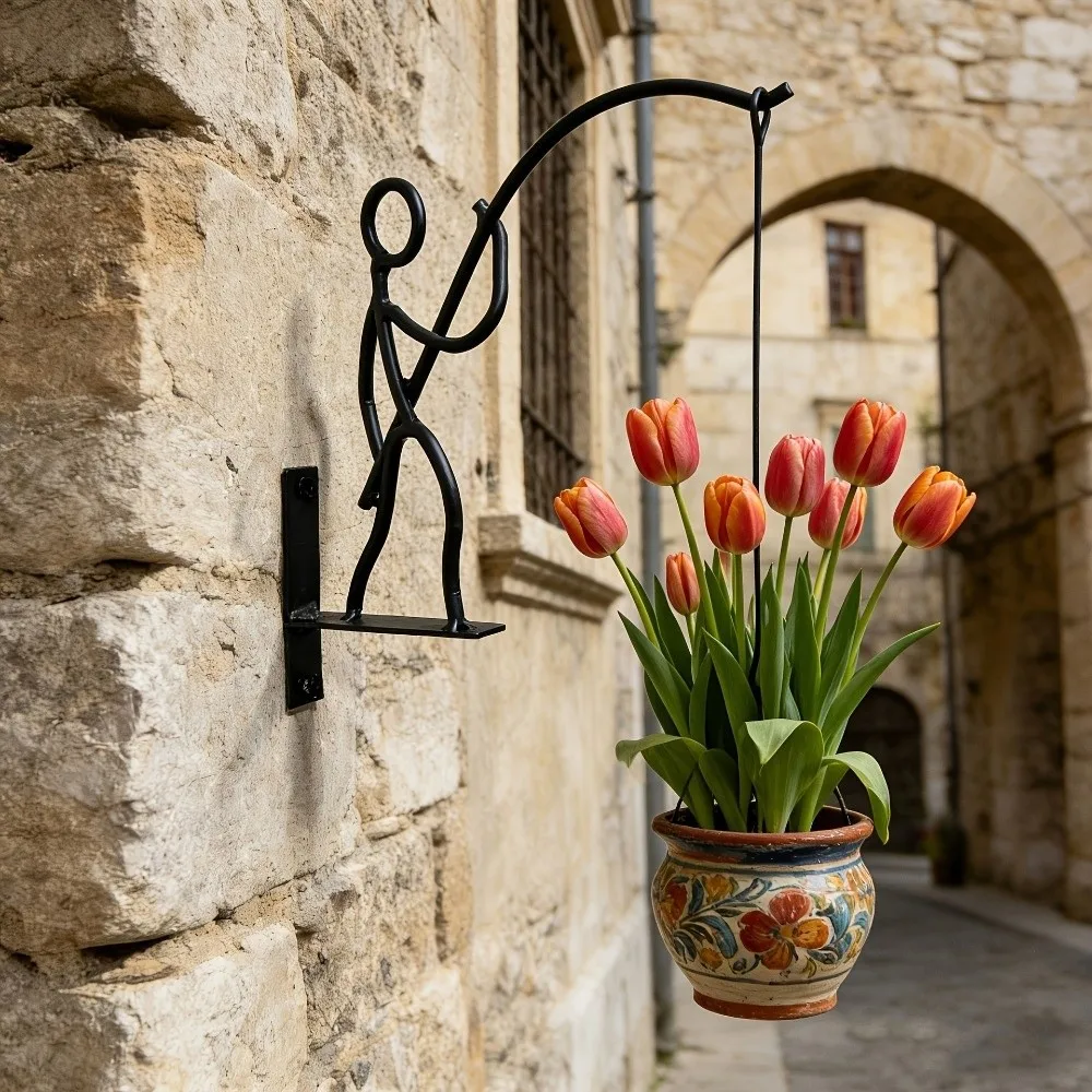 Подставка для цветов из кованого железа с абстрактным дизайном, декоративные кронштейны для подвесных корзин, устойчивые к ржавчине, с чистыми линиями
Подставка для цветов из кованого железа с абстрактным дизайном, декоративные кронштейны для подвесных корзин, устойчивые к ржавчине, с чистыми линиями