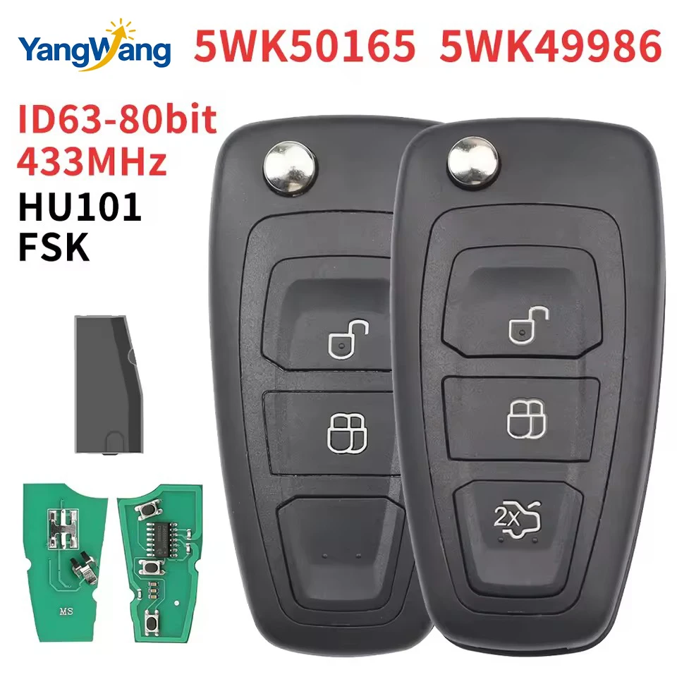 Yang'Wllave remota de coche 4D83 FSK 433Mhz para Ford c-max Focus Galaxy Ranger Mondeo s-max HU101 2/3 botones 5WK50165/5WK49986
Yang'Wllave remota de coche 4D83 FSK 433Mhz para Ford c-max Focus Galaxy Ranger Mondeo s-max HU101 2/3 botones 5WK50165/5WK49986