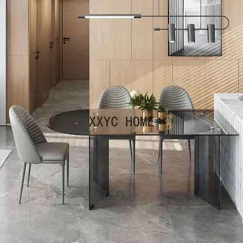 Tempered Glass Dining Table Rectangular Nordic Light Luxury Semicircle Island Table One Body
Tempered Glass Dining Table Rectangular Nordic Light Luxury Semicircle Island Table One Body