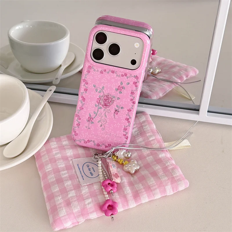 For iPhone 17 16 15 Pro Max Case Pink Floral Embroidery Style Soft TPU Cover With Wrist Strap Pearl Charm Cute Protective Shell
For iPhone 17 16 15 Pro Max Case Pink Floral Embroidery Style Soft TPU Cover With Wrist Strap Pearl Charm Cute Protective Shell