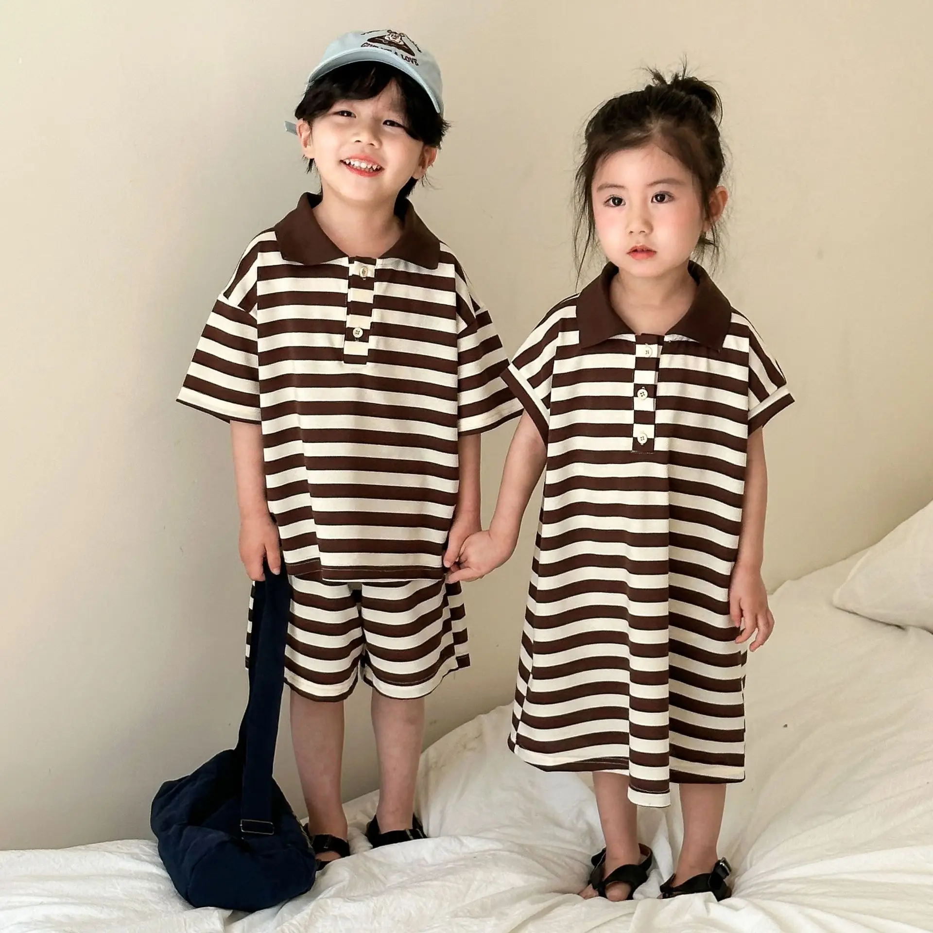 Kid Summer Clothes Boy Baby Cotton Short Sleeve Tshirt+Shorts 2pcs Girl Children Striped Polo Dress Loose Brother Sister Outfits
Kid Summer Clothes Boy Baby Cotton Short Sleeve Tshirt+Shorts 2pcs Girl Children Striped Polo Dress Loose Brother Sister Outfits