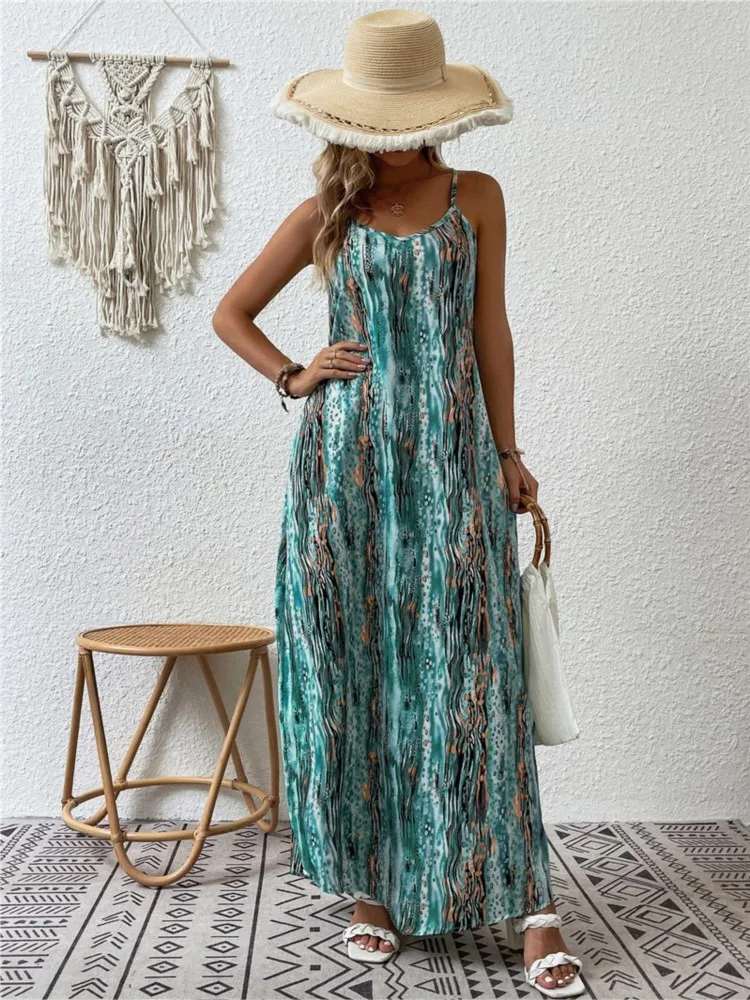 New Women Fashion Sexy Spaghetti Strap Loose Long Dresses 2025 Summer Vintage Print Casual Holiday Bohemia Robe Maxi Beach Dress
New Women Fashion Sexy Spaghetti Strap Loose Long Dresses 2025 Summer Vintage Print Casual Holiday Bohemia Robe Maxi Beach Dress