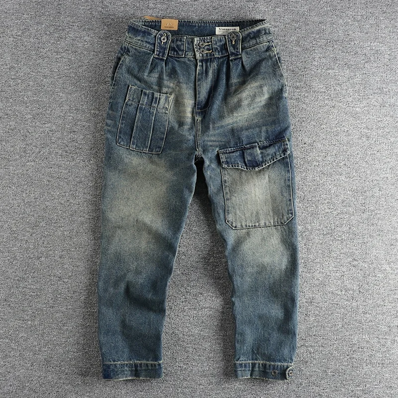 Retro Washed Workwear Style Loose Straight Leg Jeans Men's Khaki Color Long Trousers Trendy Youth Cotton Denim Pants
Retro Washed Workwear Style Loose Straight Leg Jeans Men's Khaki Color Long Trousers Trendy Youth Cotton Denim Pants