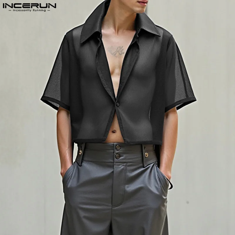 INCERUN Men Shirt Mesh Transparent Lapel Short Sleeve Oversize Men Clothing Streetwear 2025 Fashion Shirts Sexy Male Crop Tops
INCERUN Men Shirt Mesh Transparent Lapel Short Sleeve Oversize Men Clothing Streetwear 2025 Fashion Shirts Sexy Male Crop Tops