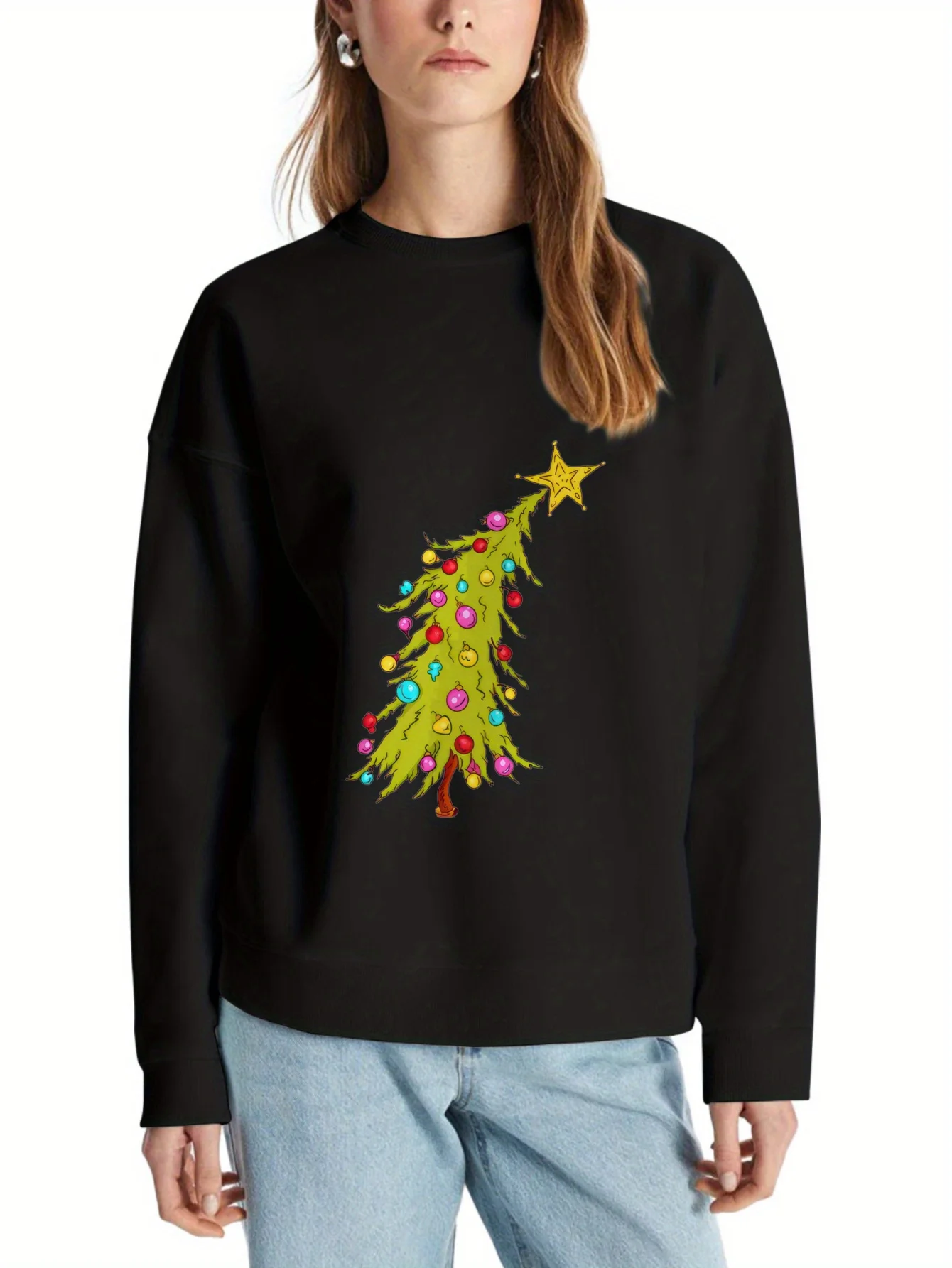 Женский свитер с капюшоном и принтом рождественской елки, разноцветные украшения и звезды, мягкий джемпер из полиэстера, зеленый и золотой праздник
Женский свитер с капюшоном и принтом рождественской елки, разноцветные украшения и звезды, мягкий джемпер из полиэстера, зеленый и золотой праздник