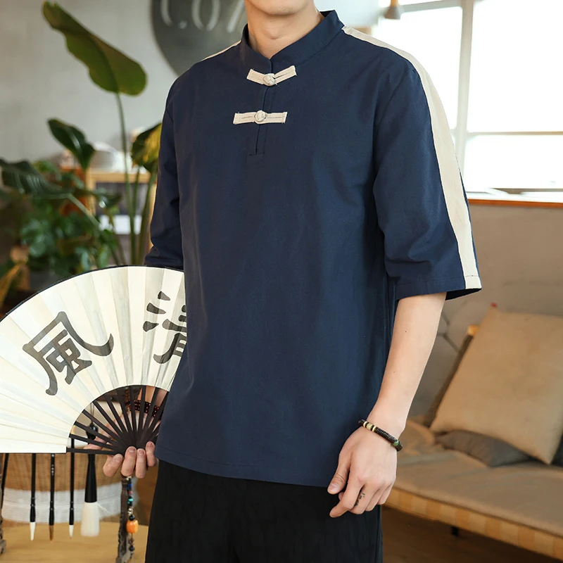 Men's Cotton Linen Shirt Short Sleeved T-shirt Casual Breathable Retro Chinese Hanfu Top Famous Ethnic Style Clothing Tang Shirt
Men's Cotton Linen Shirt Short Sleeved T-shirt Casual Breathable Retro Chinese Hanfu Top Famous Ethnic Style Clothing Tang Shirt