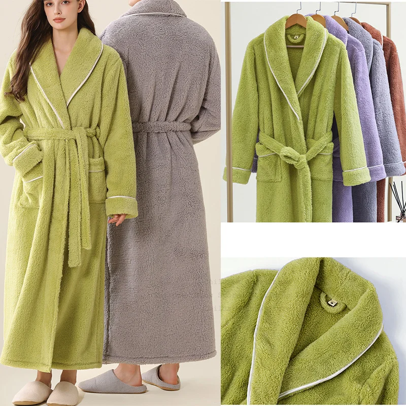 Женский длинный толстый коралловый флисовый халат, зимняя домашняя одежда, однотонный мужской теплый флисовый халат, простой дизайн, зимняя одежда для сна
Женский длинный толстый коралловый флисовый халат, зимняя домашняя одежда, однотонный мужской теплый флисовый халат, простой дизайн, зимняя одежда для сна