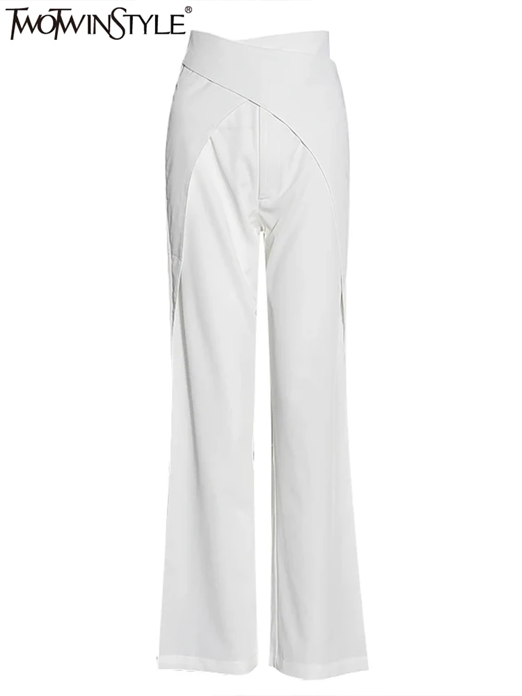 TWOTWINSTYLE Solid Casual Patchwork Belt Pant For Women High Waist Spliced Zipper Minimalist Wide Leg Pants Female Fashion New
TWOTWINSTYLE Solid Casual Patchwork Belt Pant For Women High Waist Spliced Zipper Minimalist Wide Leg Pants Female Fashion New