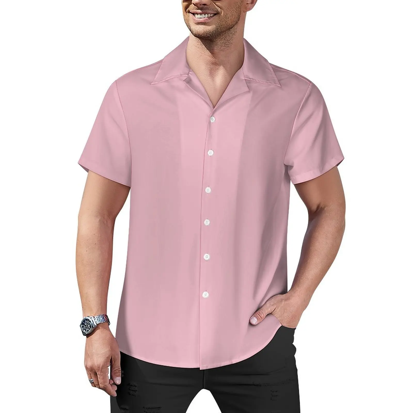 Men's Solid Color Shirt, Classic Pink Short Sleeve Button Down Shirt for Summer, Casual Lightweight Beach Vacation Shirt
Men's Solid Color Shirt, Classic Pink Short Sleeve Button Down Shirt for Summer, Casual Lightweight Beach Vacation Shirt