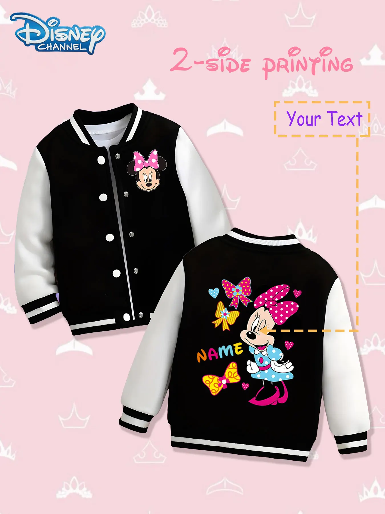 MINISO Disney Minnie Mouse colorful girls' baseball jacket - double-sided cute print, warm and fashionable in autumn and winter,
MINISO Disney Minnie Mouse colorful girls' baseball jacket - double-sided cute print, warm and fashionable in autumn and winter,