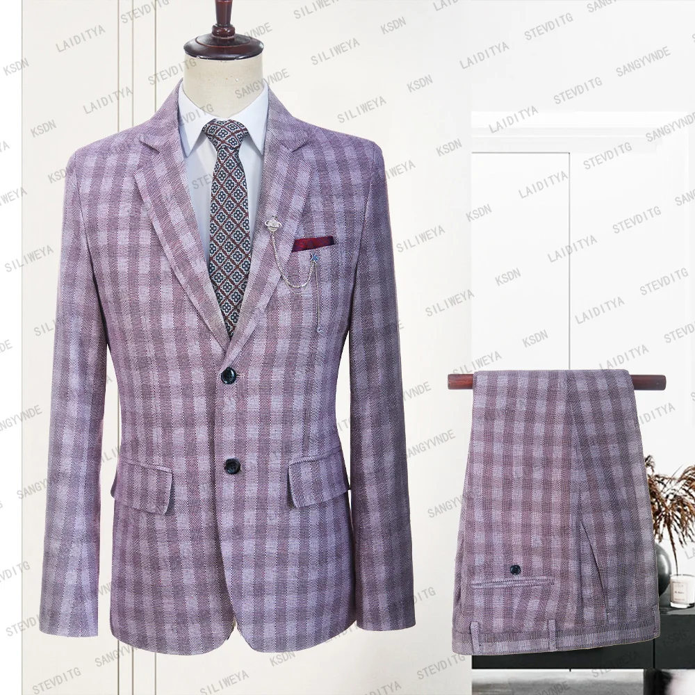 Pink Plaid New Men's Clothing 2 Piece Fashion Slim Fit Business Casual Wedding Male Suit Notch Lapel Custom Blazer Jacket Pants
Pink Plaid New Men's Clothing 2 Piece Fashion Slim Fit Business Casual Wedding Male Suit Notch Lapel Custom Blazer Jacket Pants