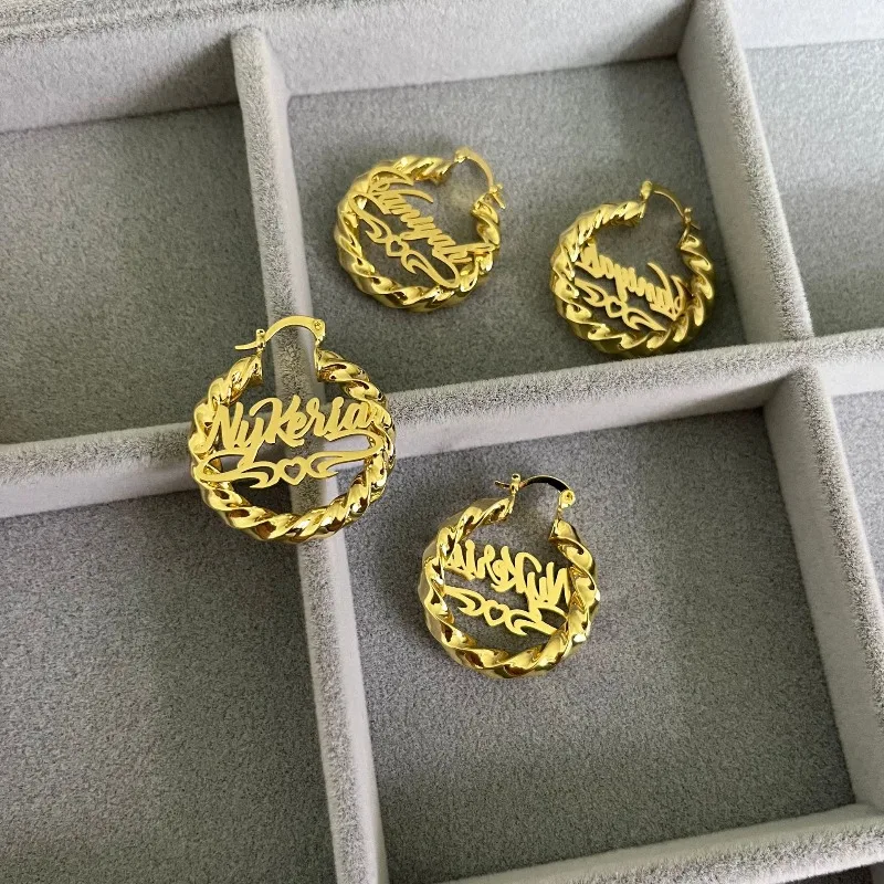 Custom Stainless Steel Name Earrings DIY Personalized Chunky Threaded Hoop Heart Stud DIY Letter Jewelry Gift for Women
Custom Stainless Steel Name Earrings DIY Personalized Chunky Threaded Hoop Heart Stud DIY Letter Jewelry Gift for Women