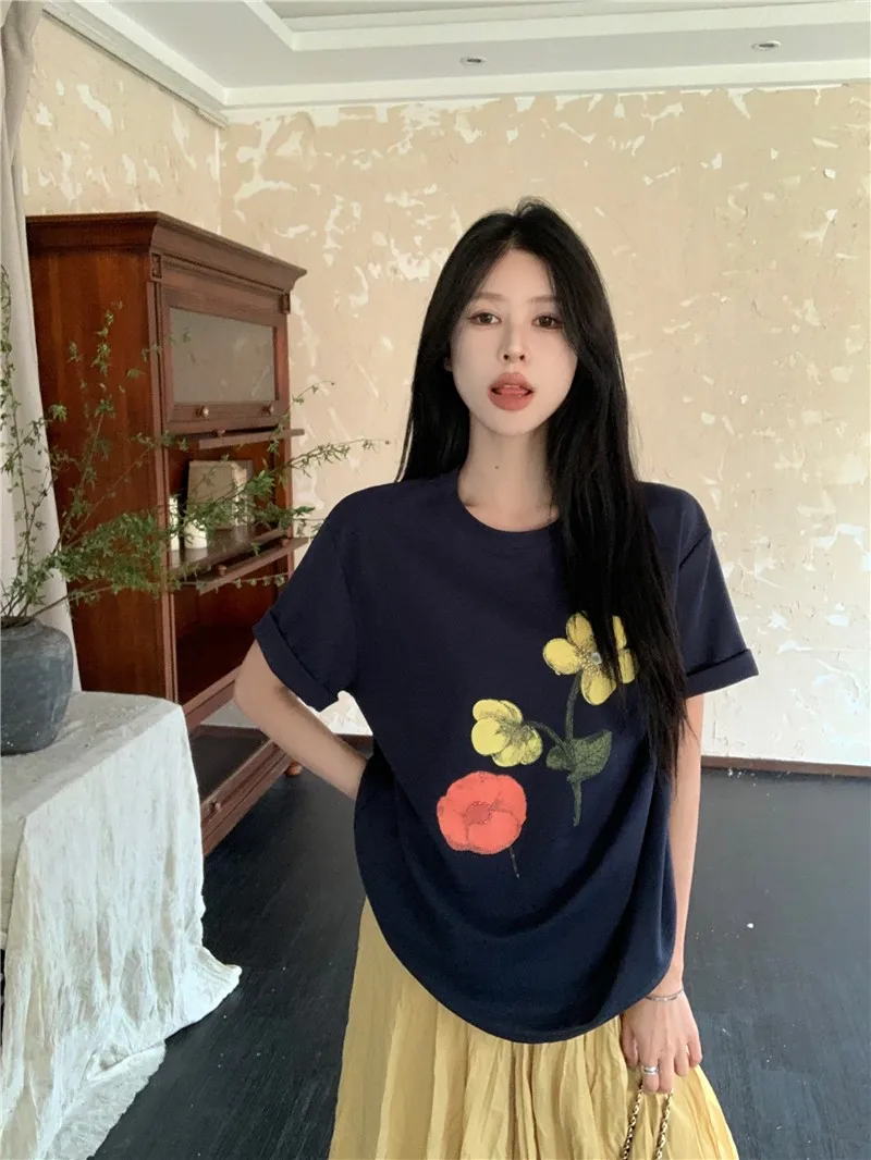 2024 Summer New Korean Dongdaemun Flower Printed Round Collar Small Fresh Everything Short Sleeve T-shirt Woman
2024 Summer New Korean Dongdaemun Flower Printed Round Collar Small Fresh Everything Short Sleeve T-shirt Woman