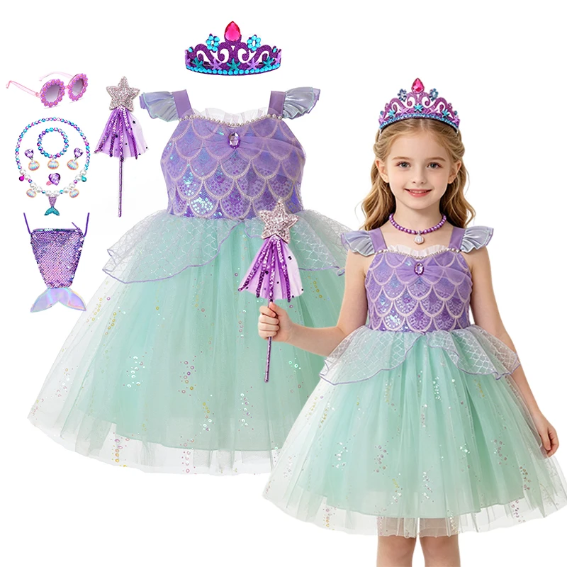 Kids Girls Mermaid Inspired Costume Dress With Purple And Green Tulle Skirt For Carnival Party Dress Up
Kids Girls Mermaid Inspired Costume Dress With Purple And Green Tulle Skirt For Carnival Party Dress Up