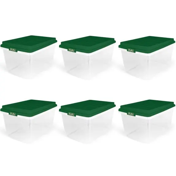 Прозрачный пластиковый рождественский контейнер для хранения на 72 литра с праздничной зеленой крышкой HIRISE, набор из 6 шт.
Прозрачный пластиковый рождественский контейнер для хранения на 72 литра с праздничной зеленой крышкой HIRISE, набор из 6 шт.