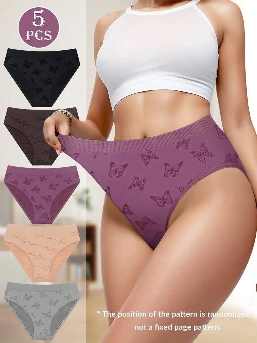 5 Pcs Women Low Waist Seamless Briefs Butterfly Print Soft Comfortable Triangle Panties
5 Pcs Women Low Waist Seamless Briefs Butterfly Print Soft Comfortable Triangle Panties