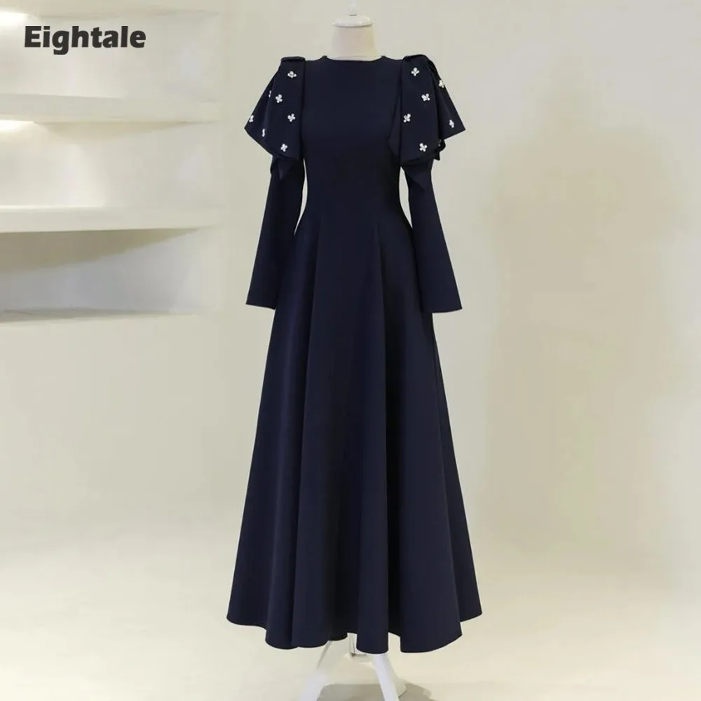 Eightale Arabic Evening Dress for Wedding Party Beaded Long Sleeves O-Neck Stretchy A-Line Customized Prom Gown
Eightale Arabic Evening Dress for Wedding Party Beaded Long Sleeves O-Neck Stretchy A-Line Customized Prom Gown