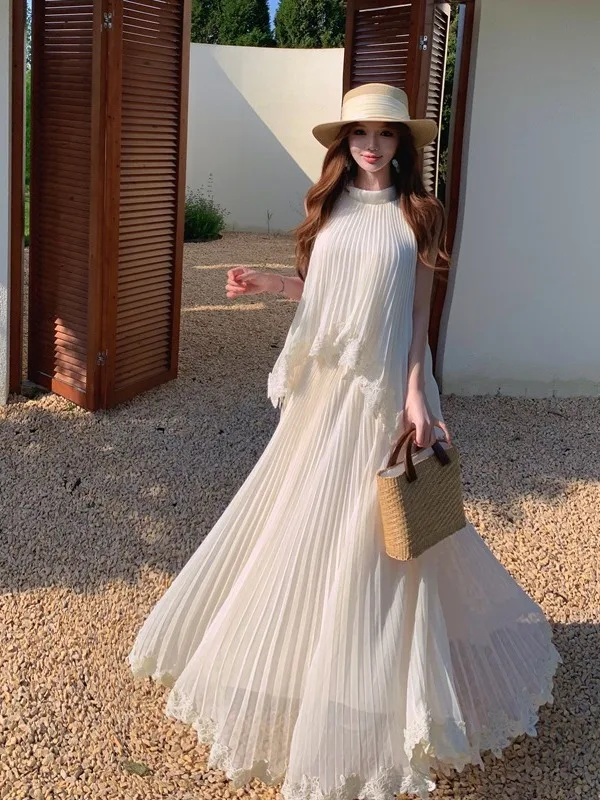 Vacation Style Lace Strap Vest Women's New 2026 Lace Top Half Skirt Set Summer Two-Piece Set Loose Waist Chiffon Material Sle...
Vacation Style Lace Strap Vest Women's New 2026 Lace Top Half Skirt Set Summer Two-Piece Set Loose Waist Chiffon Material Sle...