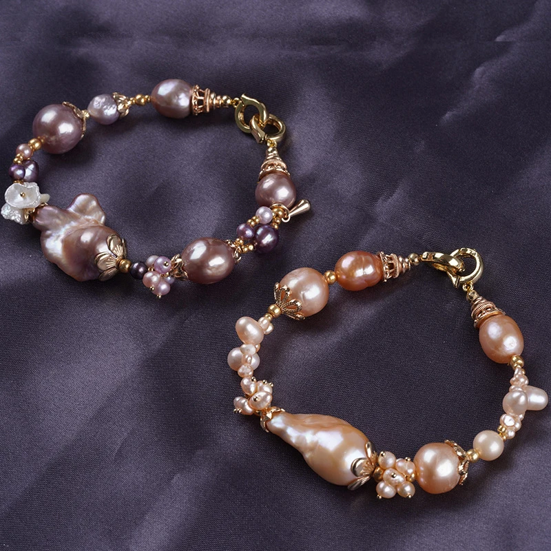 Natural Baroque Irregular Freshwater Women, Romantic Colorful Pearl Bracelet
Natural Baroque Irregular Freshwater Women, Romantic Colorful Pearl Bracelet