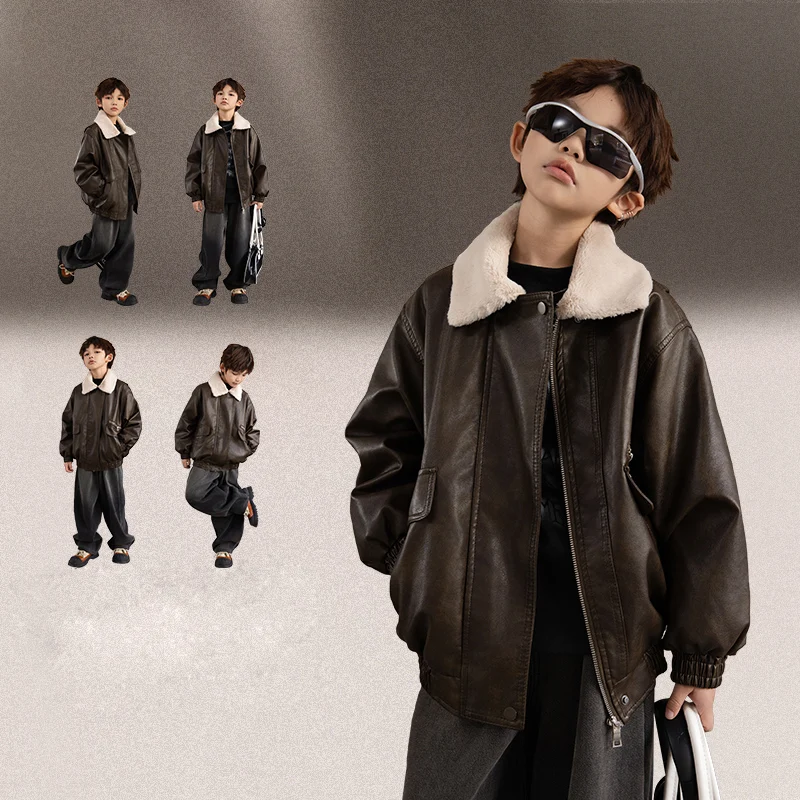 Boy's Windbreaker Jacket Winter Autumn Fashion Leather Fur Coat Children Clothing Outdoor Casual Kids Zipper Tops TR357
Boy's Windbreaker Jacket Winter Autumn Fashion Leather Fur Coat Children Clothing Outdoor Casual Kids Zipper Tops TR357