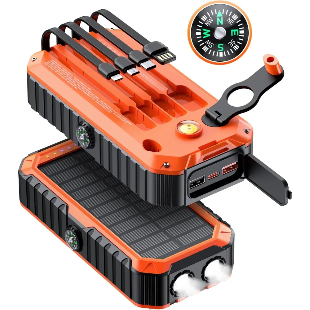 40,000mAh Solar Power Bank with Built-in Cables and Hand Crank, Portable 22.5W Fast Charging Device with 6 Outputs and 4 Inputs
40,000mAh Solar Power Bank with Built-in Cables and Hand Crank, Portable 22.5W Fast Charging Device with 6 Outputs and 4 Inputs