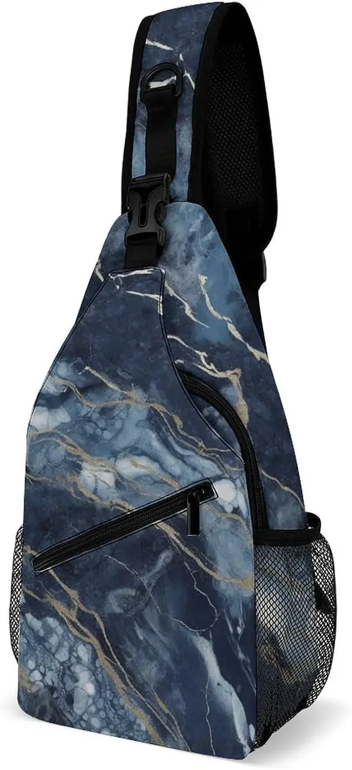 Sling Bag for Women Men,Marble Navy Blue Mixed Printed Casual Crossbody Bags Sling Backpack with Convertible Shoulder Strap
Sling Bag for Women Men,Marble Navy Blue Mixed Printed Casual Crossbody Bags Sling Backpack with Convertible Shoulder Strap