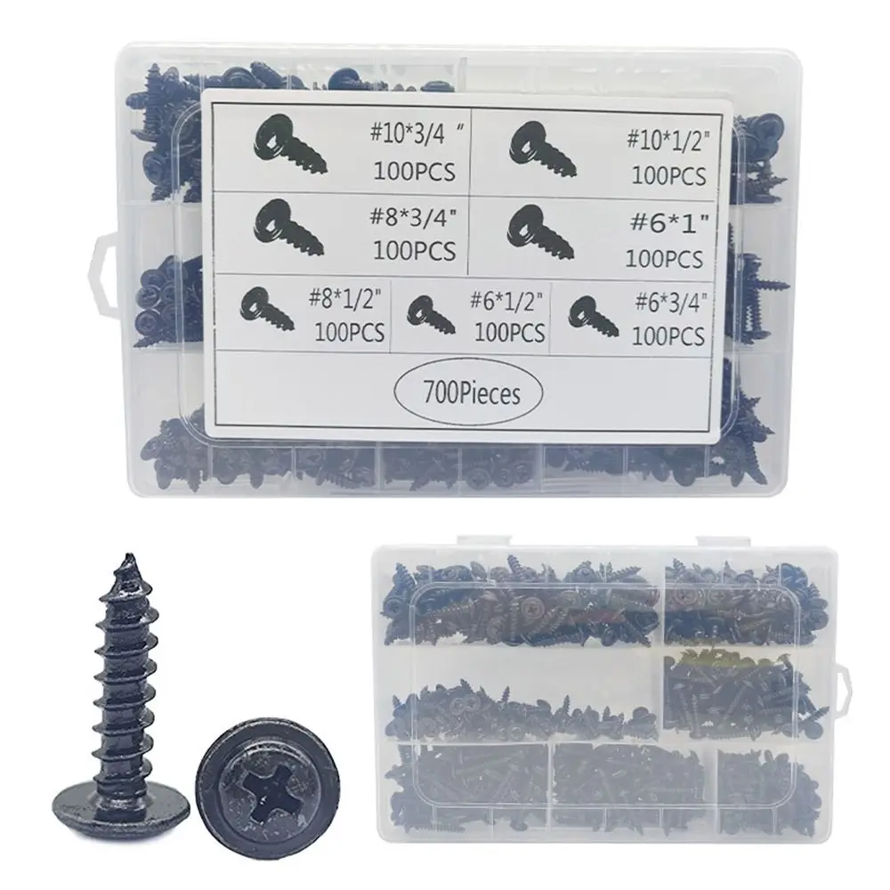 700pcs/set Self-Tapping Screw Assortment Kit Fully Threaded Carbon Steel Self-drilling Screw Rust-Resistant High Quality
700pcs/set Self-Tapping Screw Assortment Kit Fully Threaded Carbon Steel Self-drilling Screw Rust-Resistant High Quality