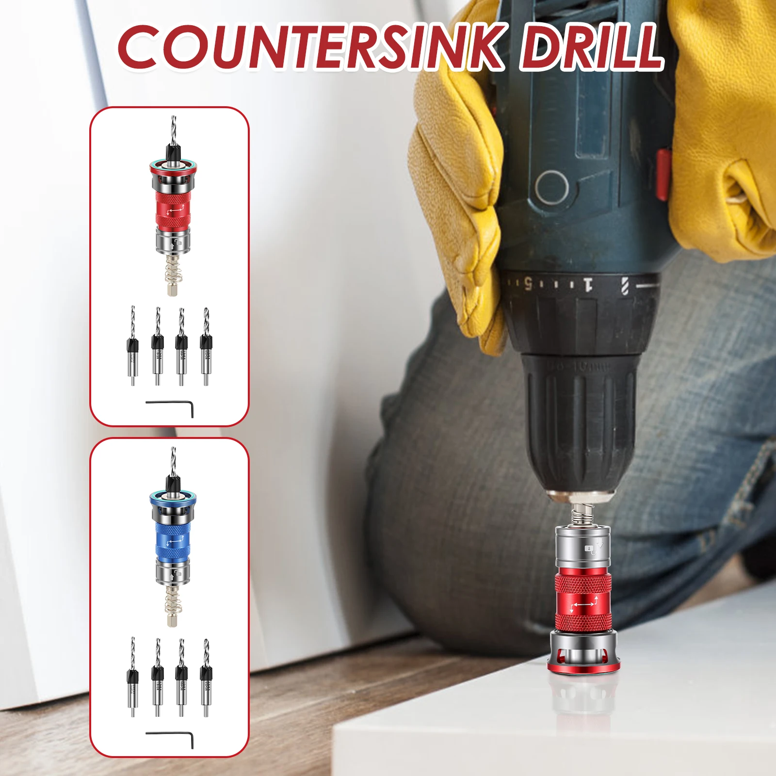 Adjustable Woodworking Countersink Drill Bit with Bearing Stop Collar 1/4 Hex Shank 4-Flute Quick Lock Depth Control Pilot Hole
Adjustable Woodworking Countersink Drill Bit with Bearing Stop Collar 1/4 Hex Shank 4-Flute Quick Lock Depth Control Pilot Hole