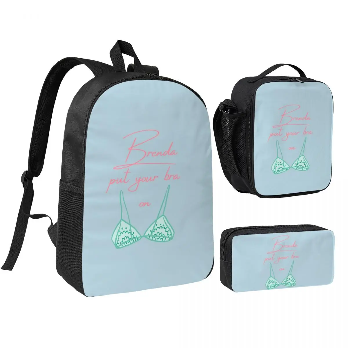Brenda Put Your Bra On Backpack Student BookBag School Bag Shoulder Bags 3ps Insulated Lunch Bag Pencil Case
Brenda Put Your Bra On Backpack Student BookBag School Bag Shoulder Bags 3ps Insulated Lunch Bag Pencil Case