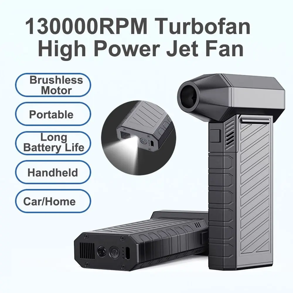Camping 55m/s 130000RPM Turbofan with Flashlight 3-Speed Adjustment Violent Turbo Fan 180W Powerful Type C High Power Jet Fan
Camping 55m/s 130000RPM Turbofan with Flashlight 3-Speed Adjustment Violent Turbo Fan 180W Powerful Type C High Power Jet Fan