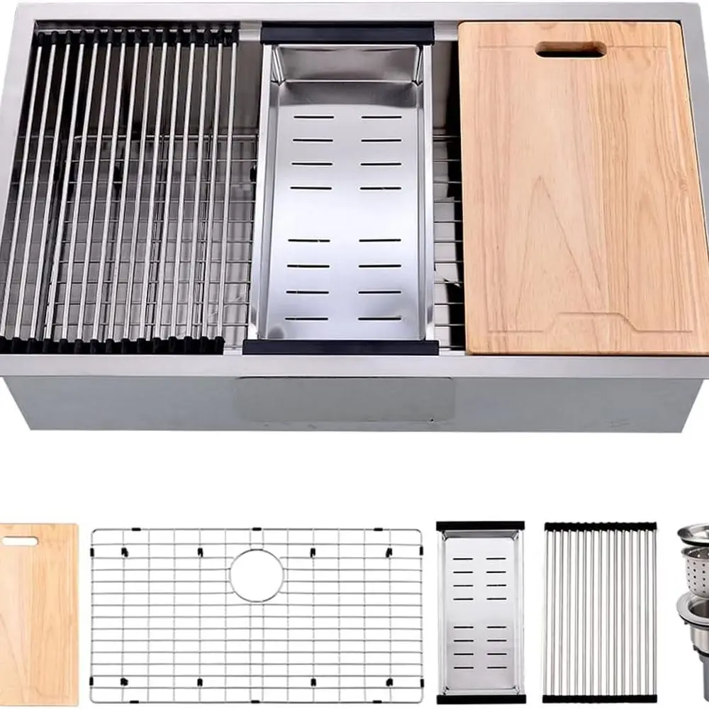 30-дюймовая кухонная мойка Undermount из нержавеющей стали, 30 x 19-дюймовая раковина для рабочей станции с одной чашей, глубина 10 дюймов, коммерческая 16
30-дюймовая кухонная мойка Undermount из нержавеющей стали, 30 x 19-дюймовая раковина для рабочей станции с одной чашей, глубина 10 дюймов, коммерческая 16