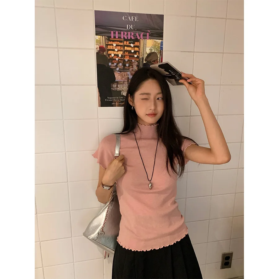 Korean Style Pure Desire Wooden Short Sleeve T-Shirt Knitted Women's Slim Fit Short Top Three-Quarter Sleeve round Neck
Korean Style Pure Desire Wooden Short Sleeve T-Shirt Knitted Women's Slim Fit Short Top Three-Quarter Sleeve round Neck