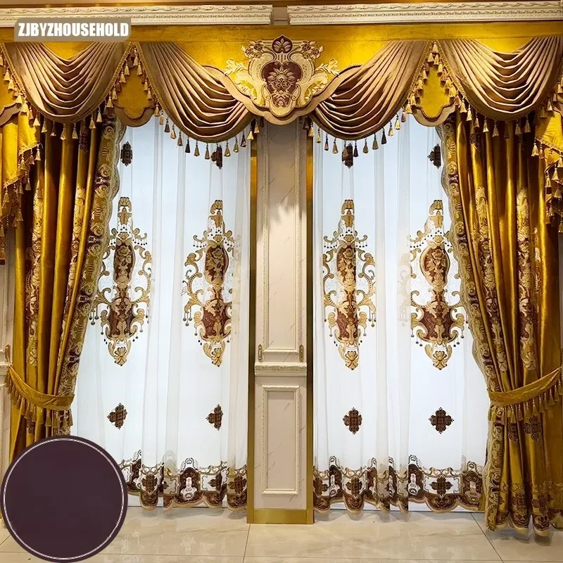 New Customized European American Velvet Fabric High-end Villa Embroidery Curtains for Living Dining Room Bedroom Blackout
New Customized European American Velvet Fabric High-end Villa Embroidery Curtains for Living Dining Room Bedroom Blackout