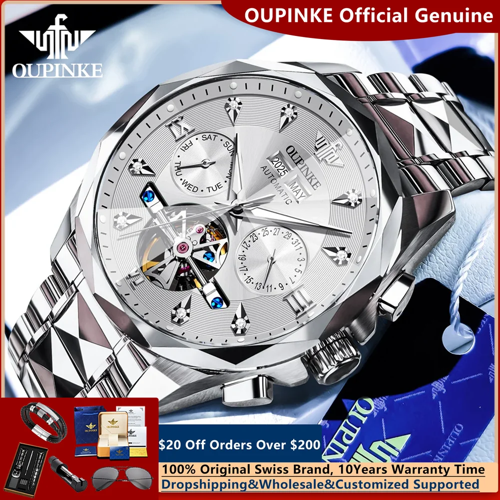 OUPINKE 3316 Original Hollow Multifunctional Mechancial Men Watch Luxury Rhombus Sapphire Mirror Moon Phase Automatic Wristwatch
OUPINKE 3316 Original Hollow Multifunctional Mechancial Men Watch Luxury Rhombus Sapphire Mirror Moon Phase Automatic Wristwatch