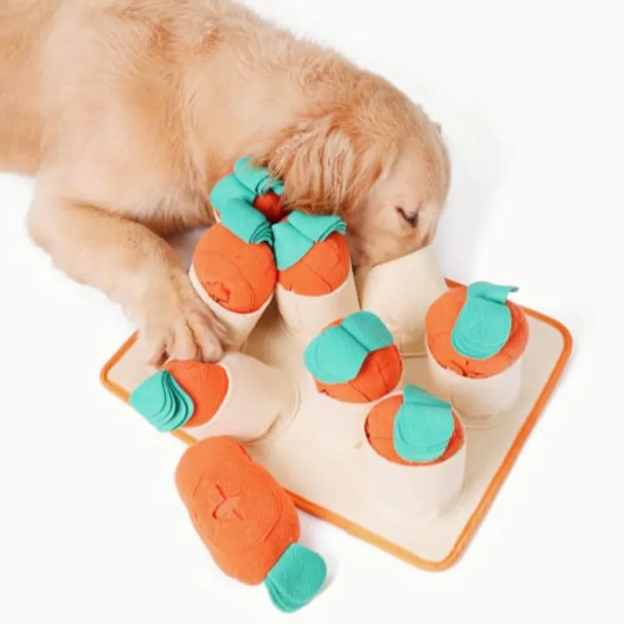 Boredom Buster for Medium and Large Dog Interactive Treat Puzzle Rug Slow Feeder Mat with Squeaky Carrots 20-40 Mins Self-Enter
Boredom Buster for Medium and Large Dog Interactive Treat Puzzle Rug Slow Feeder Mat with Squeaky Carrots 20-40 Mins Self-Enter