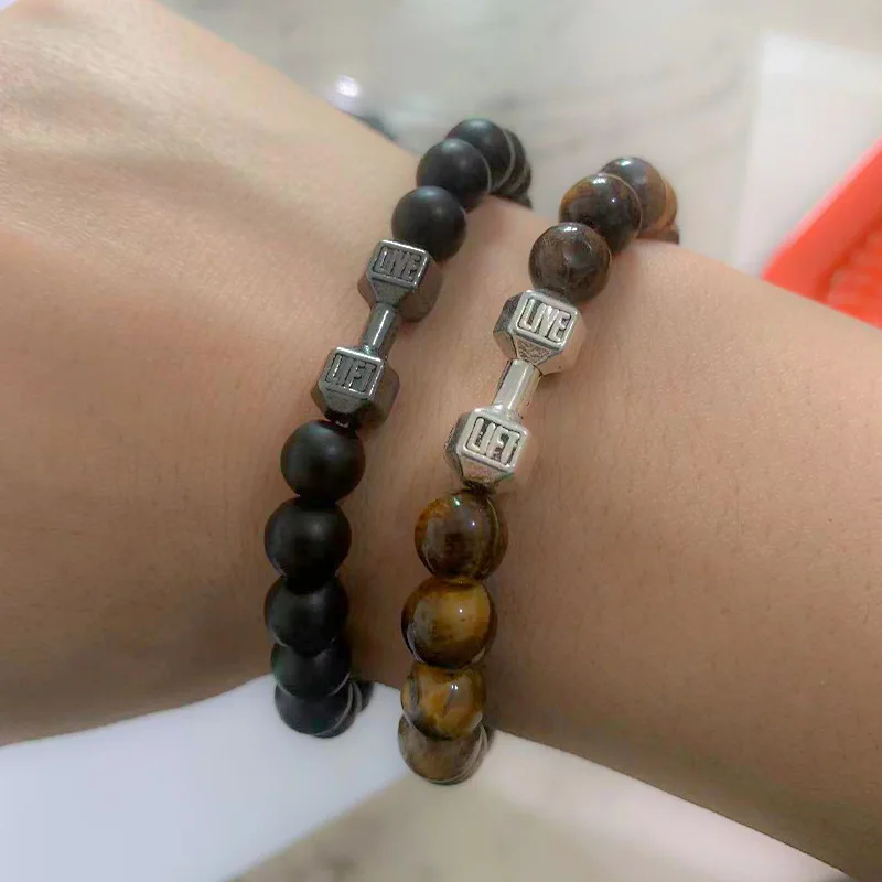Micro Dumbbell Spacer Bracelet For Men Black volcano Frosting Stone Domineering Stretch Bracelet Jewelry Gift
Micro Dumbbell Spacer Bracelet For Men Black volcano Frosting Stone Domineering Stretch Bracelet Jewelry Gift