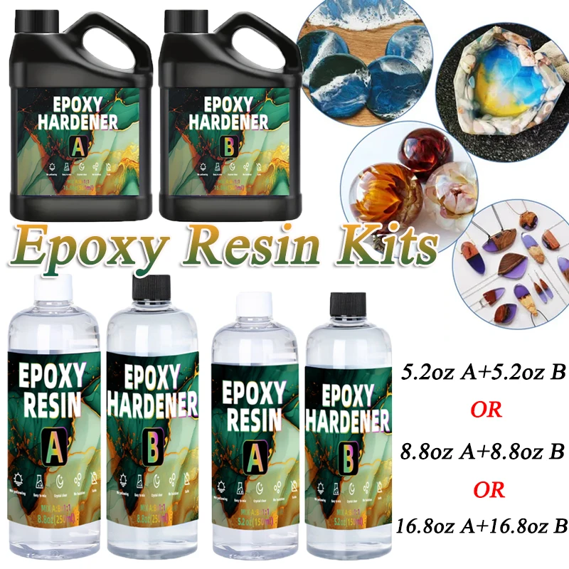 10.4/17.6/33.6oz Epoxy Resin Kits Crystal Clear Lustrous Not-Yellowing Easy Mixing For Table Coating Drawing Mica Powder & Molds 
10.4/17.6/33.6oz Epoxy Resin Kits Crystal Clear Lustrous Not-Yellowing Easy Mixing For Table Coating Drawing Mica Powder & Molds