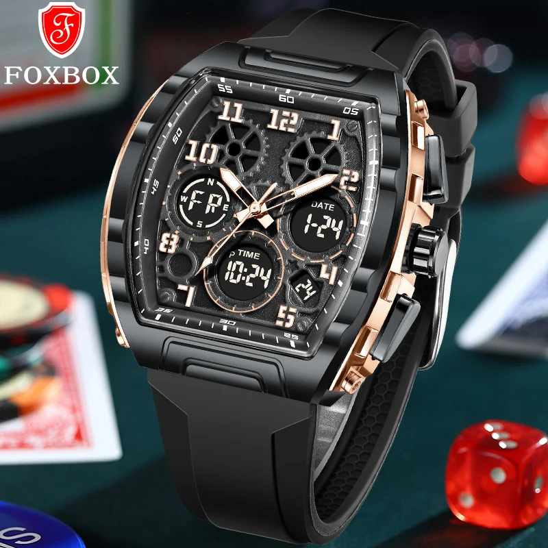FOXBOX Outdoor Fashion Quartz Man Watch Square Casual Sport Simple Waterproof Luminous Date Week Electronic Watches for Men Gift
FOXBOX Outdoor Fashion Quartz Man Watch Square Casual Sport Simple Waterproof Luminous Date Week Electronic Watches for Men Gift