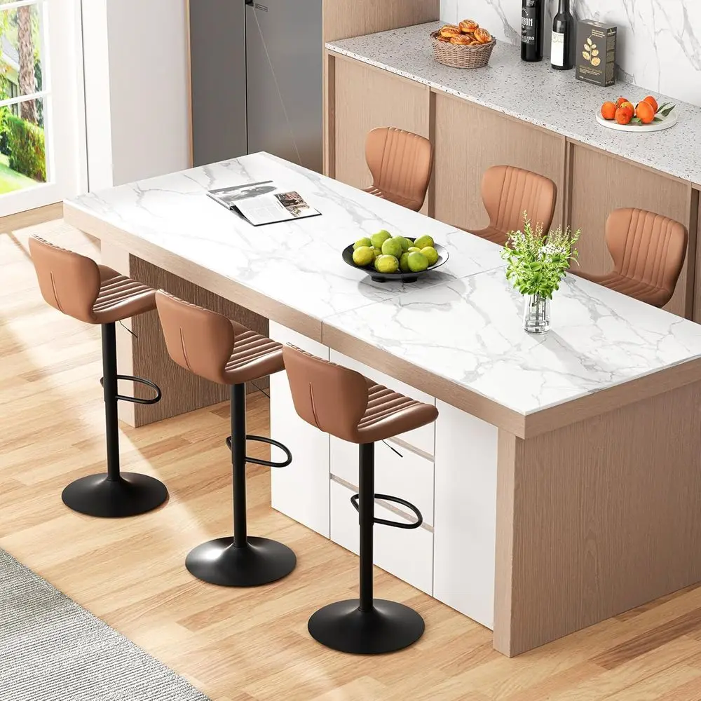 Bar Stools Set o 6, Leather Adjustable Barstools Counter Height ern Bar Stools, Island Chairs Set o 4 or Kitchen, Brown
Bar Stools Set o 6, Leather Adjustable Barstools Counter Height ern Bar Stools, Island Chairs Set o 4 or Kitchen, Brown