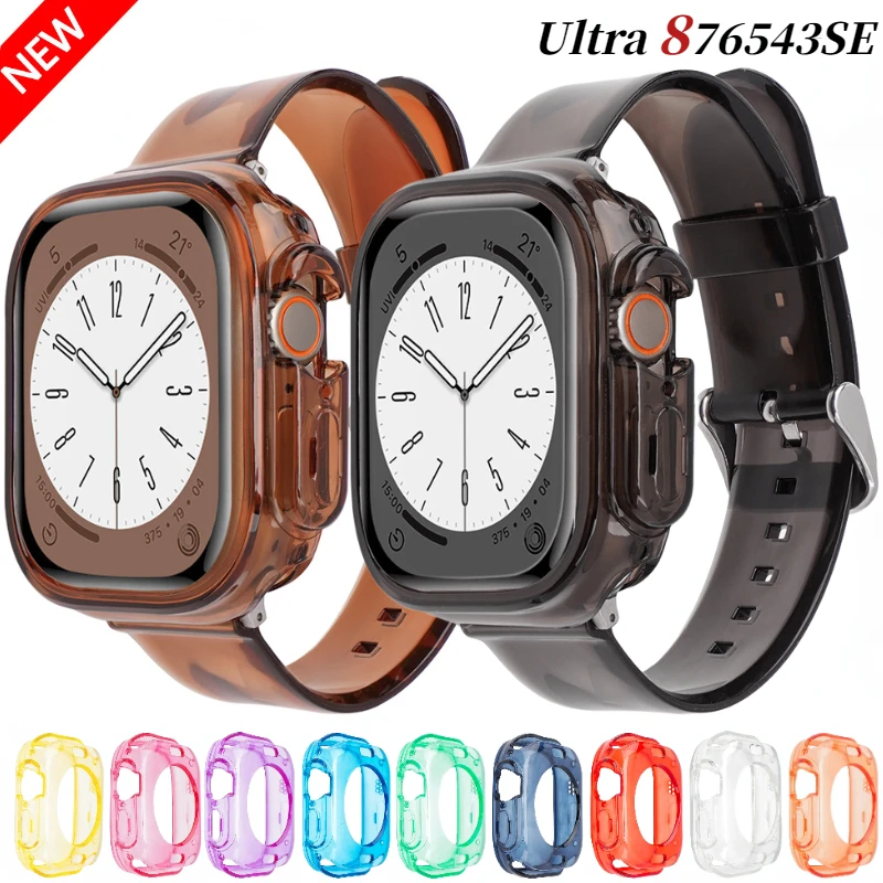 Case+Silicone Strap For Apple Watch Ultra 49mm 45mm 41mm 44mm 40mm 42mm Transparent Protective Cover iWatch 8 7 6 5 4 3 SE2 Band
Case+Silicone Strap For Apple Watch Ultra 49mm 45mm 41mm 44mm 40mm 42mm Transparent Protective Cover iWatch 8 7 6 5 4 3 SE2 Band