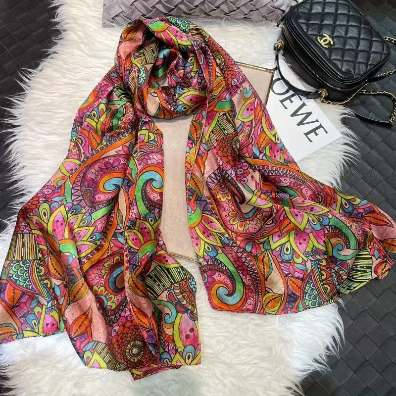 Lightweight Large 100% Mulberry Silk Scarf for Women Oblong Shawl Neck Scarf Beach Wrap Headscarf Gift Pack Red Paisley Print
Lightweight Large 100% Mulberry Silk Scarf for Women Oblong Shawl Neck Scarf Beach Wrap Headscarf Gift Pack Red Paisley Print