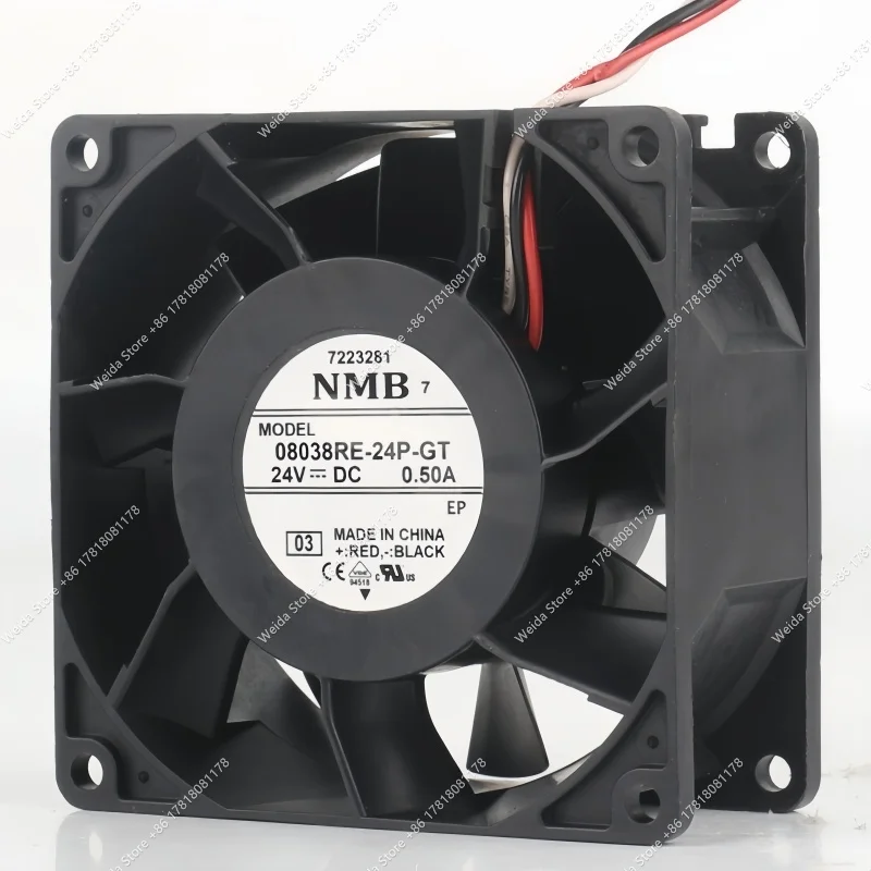 NMB 08038RE-24P-GT 24V 0.50A 8038 80X80X38MM frequency converter silent large air-cooling 3-wire fan
NMB 08038RE-24P-GT 24V 0.50A 8038 80X80X38MM frequency converter silent large air-cooling 3-wire fan
